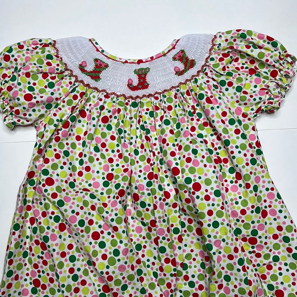 Little threads 3T elf smocked polkadot dress